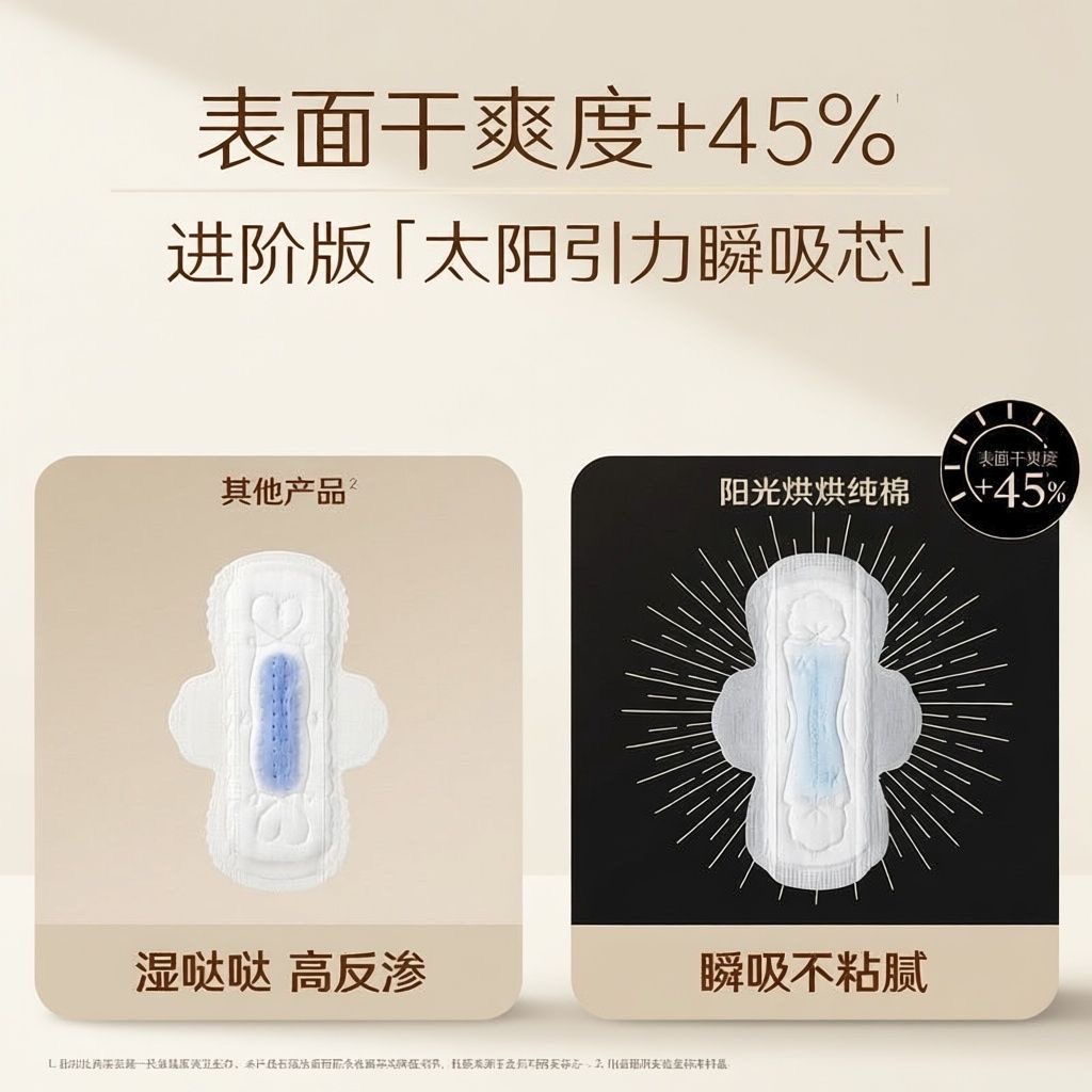 高洁丝阳光烘烘纯棉卫生巾日用夜用极薄防漏姨妈巾